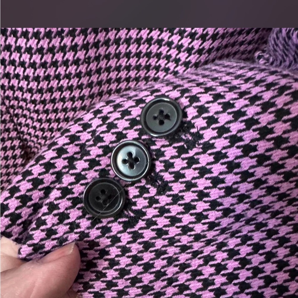 Mango Pink and Black Patterned Blazer large houndstooth lavender